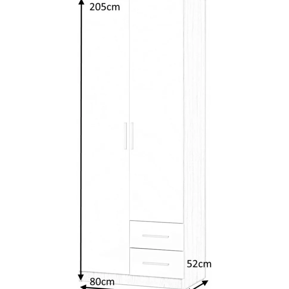 Abdel 2 garderob med inredning - Vit/sonoma ek