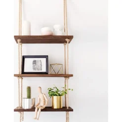 Abstrakt vägghylla 41 - Valnöt