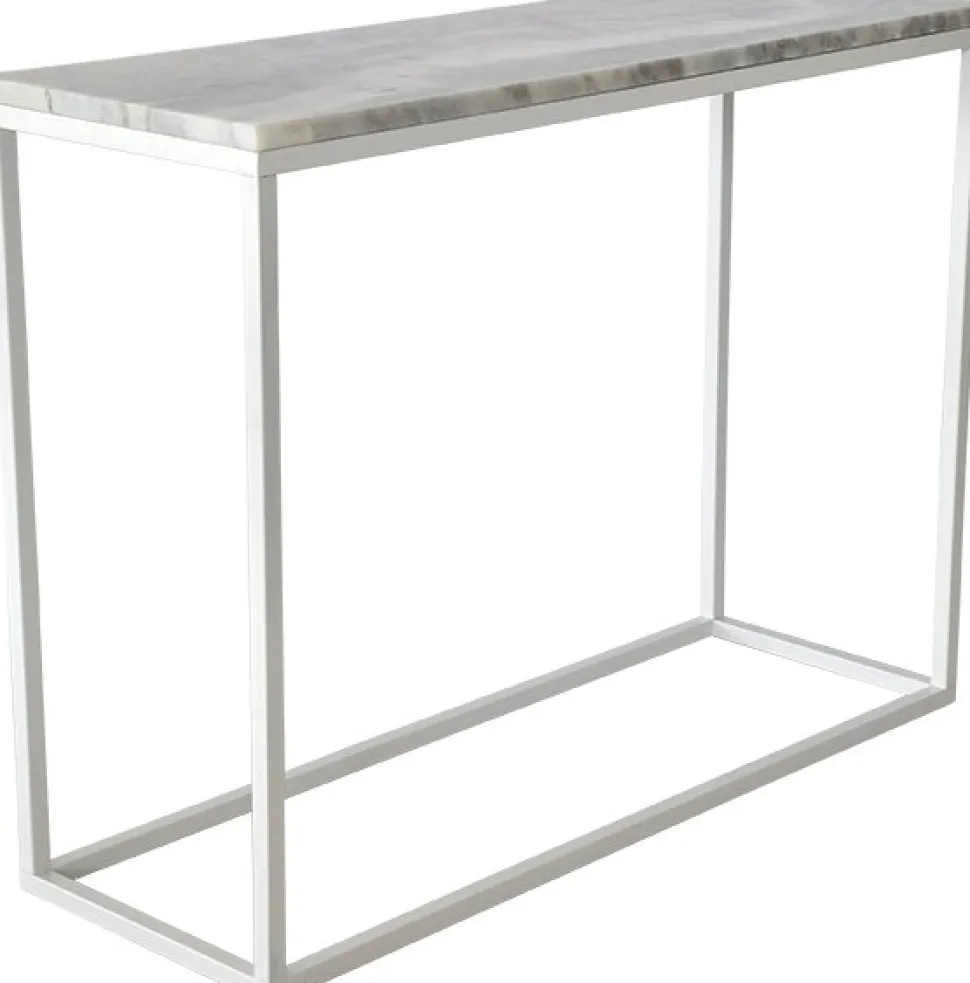 Accent konsolbord 100 x 35 cm - Vit marmor/Vit