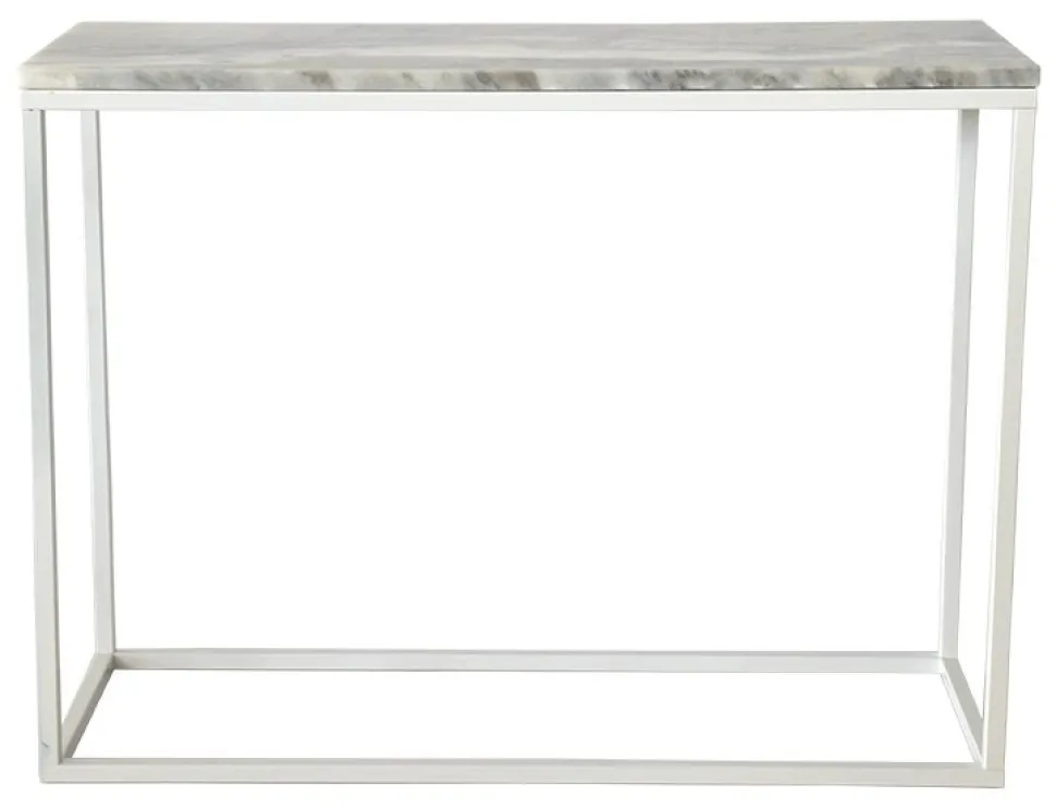 Accent konsolbord 100 x 35 cm - Vit marmor/Vit