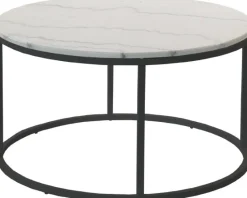 Accent soffbord rund 85 - Vit marmor / svart underrede