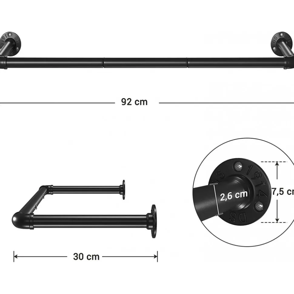 Adjutant klädstång, 2-pack - Svart