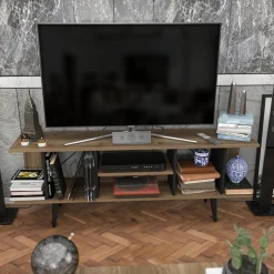 Akya TV-bänk - Valnöt/svart