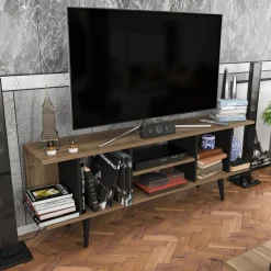 Akya TV-bänk - Valnöt/svart