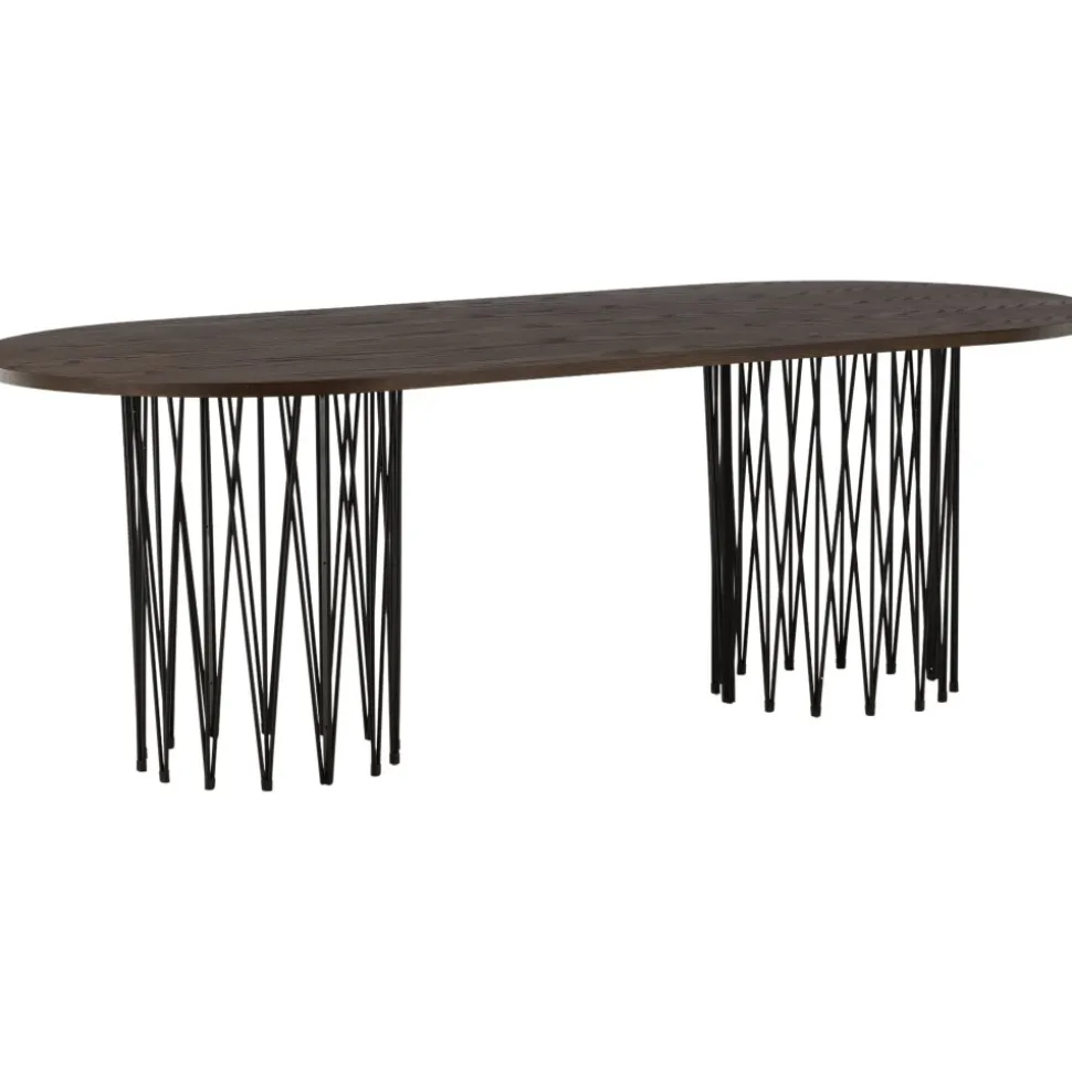 Alborga oval matbord 220 x 100 cm - Svart/mocca