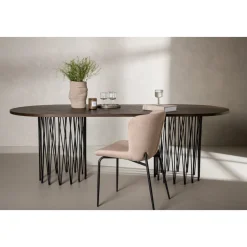 Alborga oval matbord 220 x 100 cm - Svart/mocca