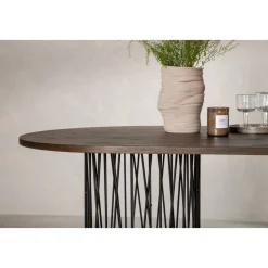 Alborga oval matbord 220 x 100 cm - Svart/mocca