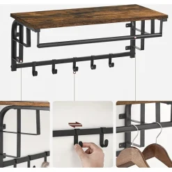 Aleksander hatthylla 66 cm - Brun/svart