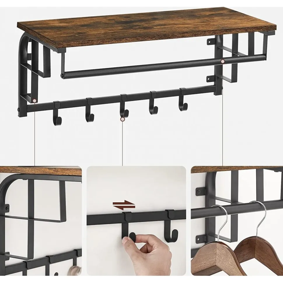 Aleksander hatthylla 66 cm - Brun/svart