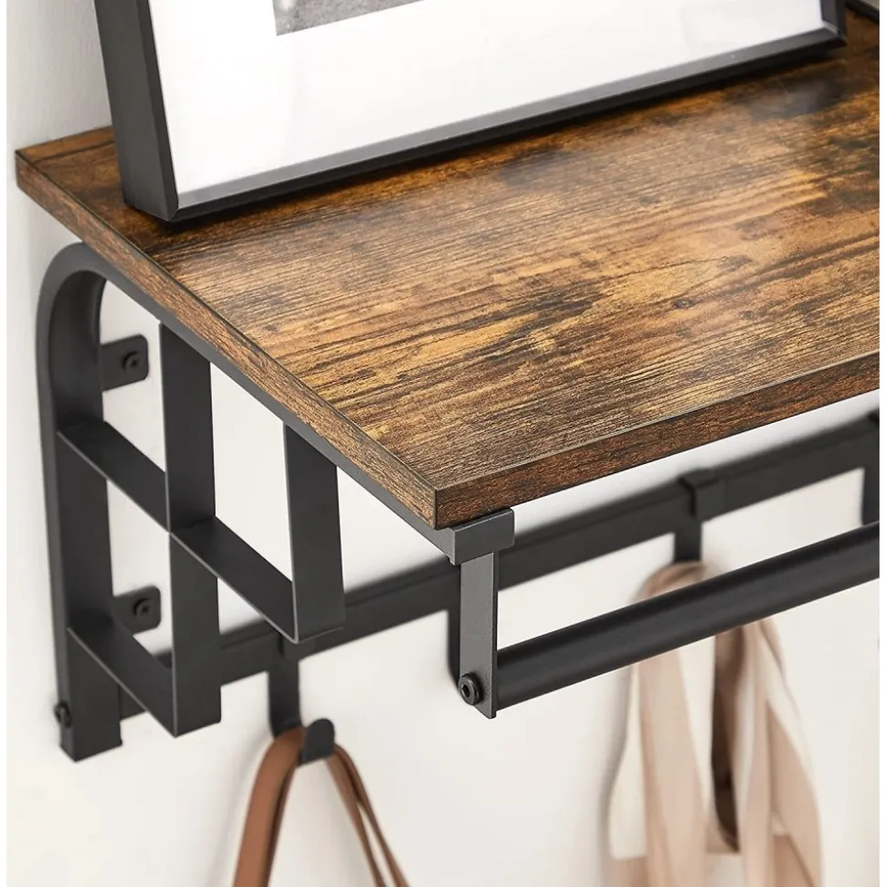 Aleksander hatthylla 66 cm - Brun/svart