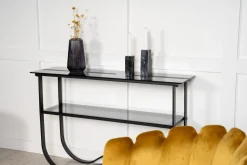 Algustorp konsolbord 117 x 33,5 cm - Svart/glas