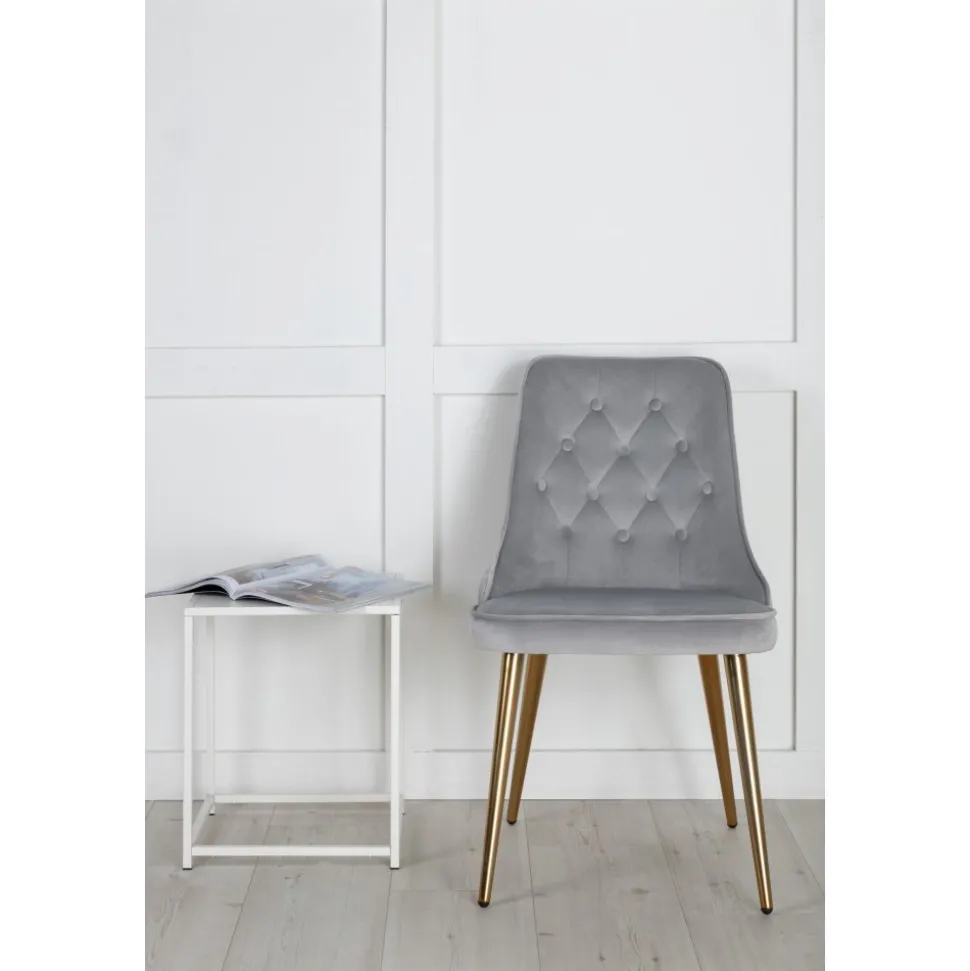 Alice Deluxe matstol - Ljusgrå/mässing