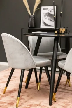 Alice matstol - Mässing/ljusgrå sammet