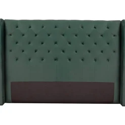 Almedal sänggavel med knappar (Smaragdgrön sammet) - Valfri bredd