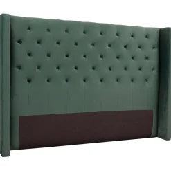 Almedal sänggavel med knappar (Smaragdgrön sammet) - Valfri bredd