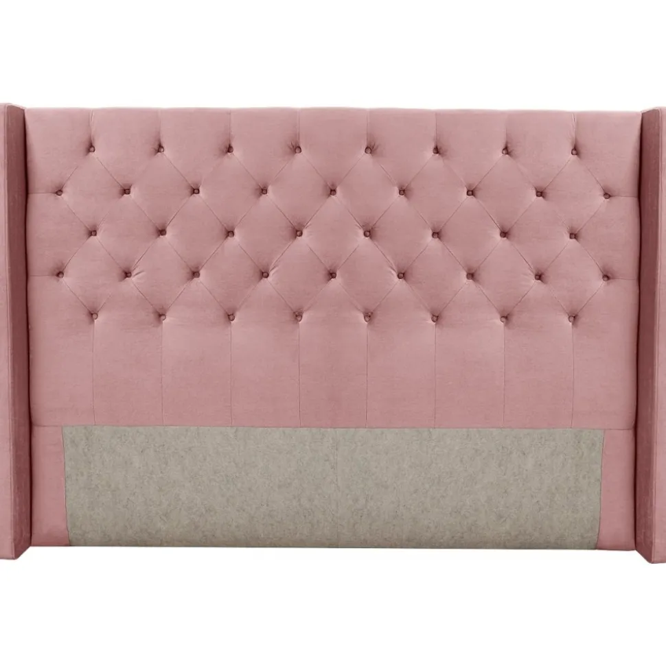 Almedal sänggavel med knappar (Rosa sammet) - Valfri bredd