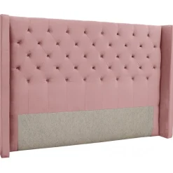 Almedal sänggavel med knappar (Rosa sammet) - Valfri bredd