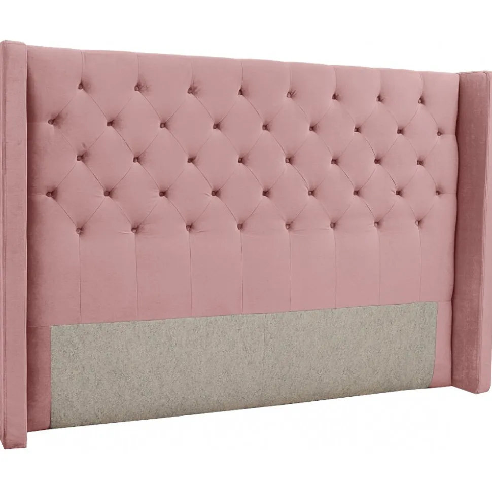 Almedal sänggavel med knappar (Rosa sammet) - Valfri bredd