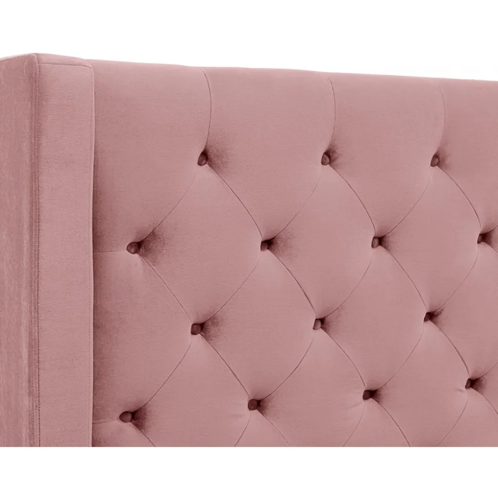 Almedal sänggavel med knappar (Rosa sammet) - Valfri bredd