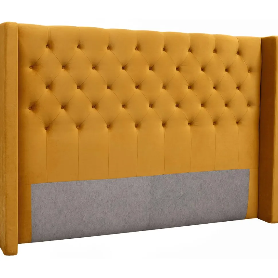 Almedal sänggavel med knappar (Guld Sammet) - Valfri bredd