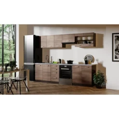 Amanda komplett kök 260 cm - Mörkbrun/wenge/granit