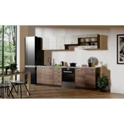 Amanda komplett kök 260 cm - Mörkbrun/navara ek/wenge/granit