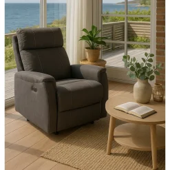 Anna elektrisk ställbar fåtölj i grå microfibertyg + Textilrengöring för möbler