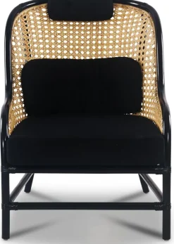 Anton svart fåtölj i rotting + Textilrengöring för möbler