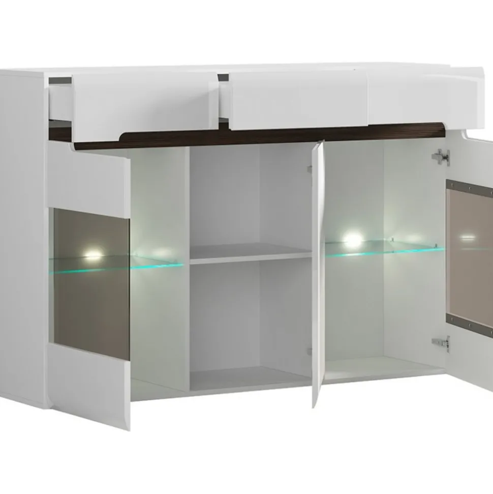 Azteca Trio skänk med LED-belysning - Vit