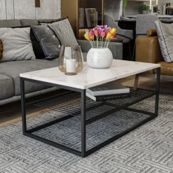 Azur soffbord 95 x 55 cm - Vit/svart