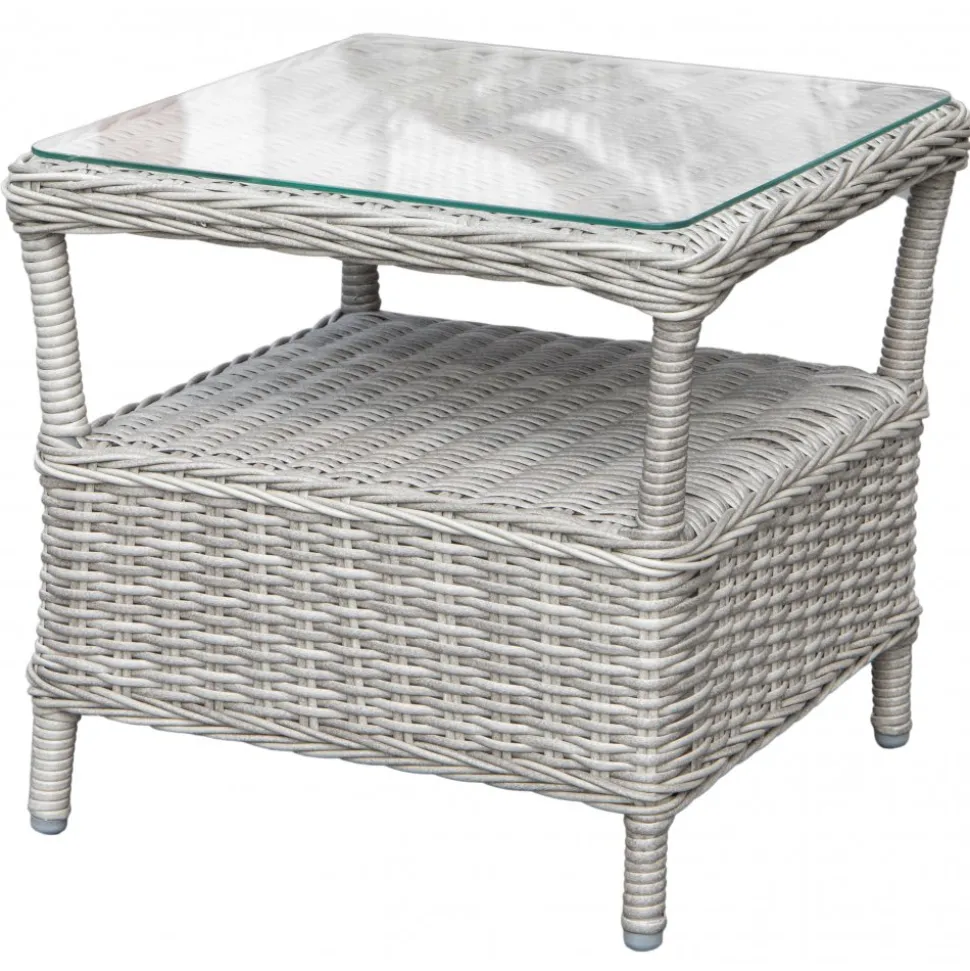 Balkongset med 2 stolar och bord 48 x 48 cm grå/rotting - Tor/Jacksonville