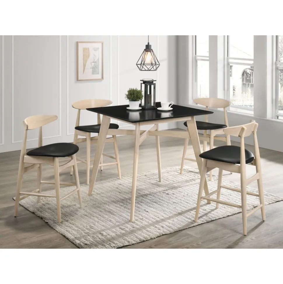 Barbord med 4 st barstolar - Whitewash/svart