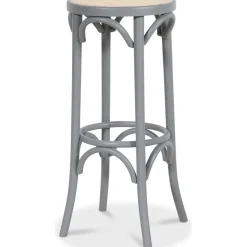 Barpall 80 cm hög grå med rottingsits