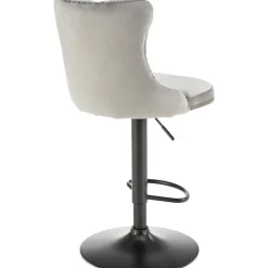 Barstol grå sammet gaslift - Pelican