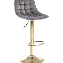 Barstol grå sammet guldig fot höj och sänkbar