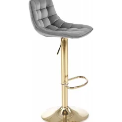 Barstol grå sammet guldig fot höj och sänkbar