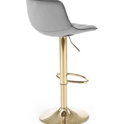 Barstol grå sammet guldig fot höj och sänkbar
