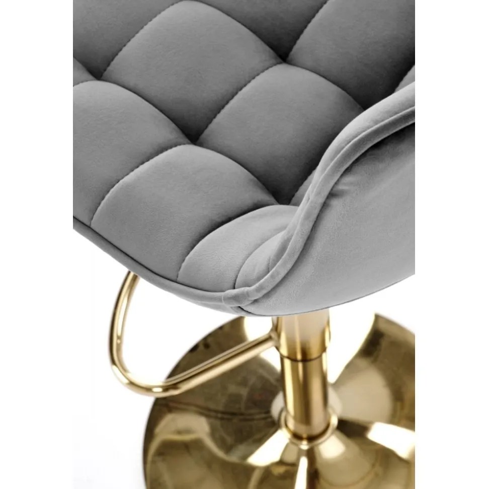 Barstol grå sammet guldig fot höj och sänkbar