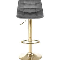 Barstol grå sammet guldig fot höj och sänkbar