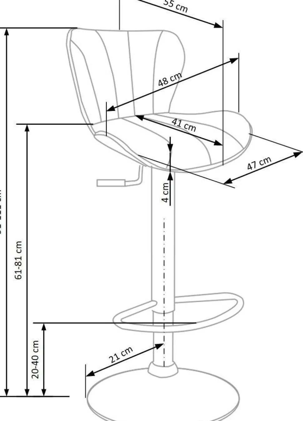 Barstol i svart PU gaslift + Möbeltassar
