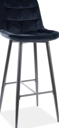 Barstol i svart sammet sitthöjd 75 cm