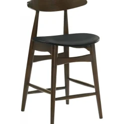 Barstol i valnöt & svart konstläder