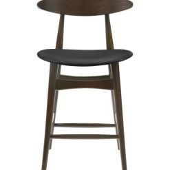 Barstol i valnöt & svart konstläder