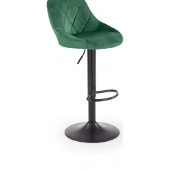 Barstol med grön klädsel & svart fot