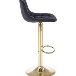 Barstol svart sammet med guldfot - Sitthöjd 62-84 cm