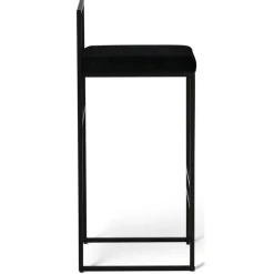 Barstol svart sammet sitthöjd 75 cm + Möbeltassar