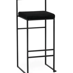 Barstol svart sammet sitthöjd 75 cm + Fläckborttagare för möbler