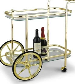 Barvagn med hjul mässing - Rochester + Möbeltassar