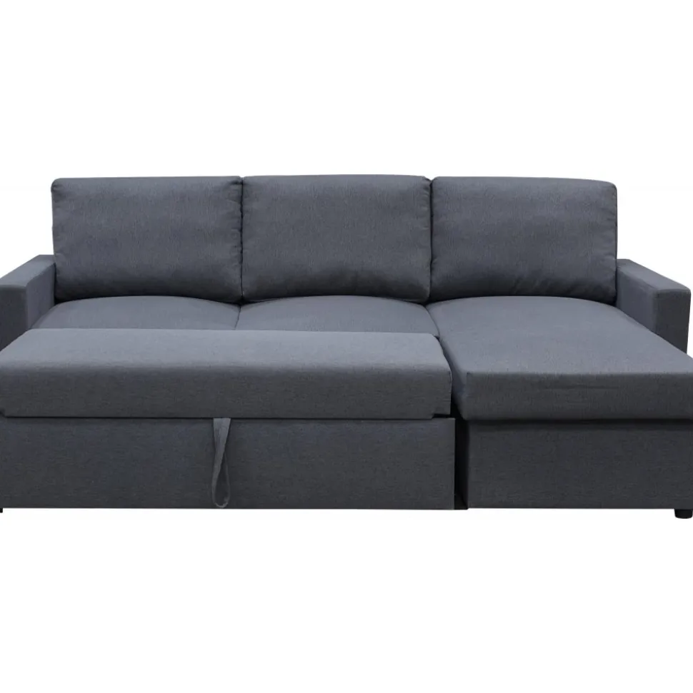 Bäddsoffa 220 cm bred mörkgrå med förvaring