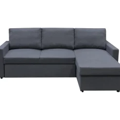 Bäddsoffa 220 cm bred mörkgrå med förvaring + Textilrengöring för möbler